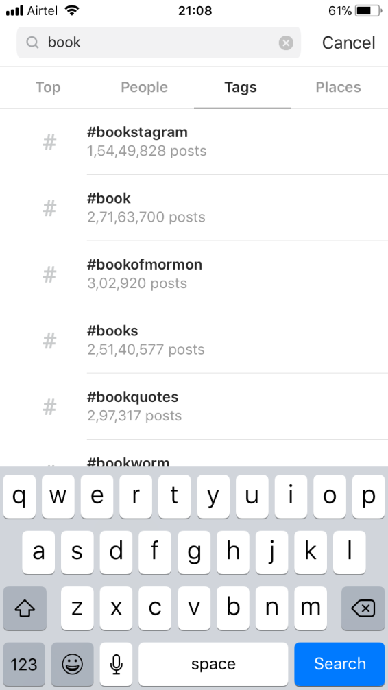 The top "bookish" hashtag on Instagram